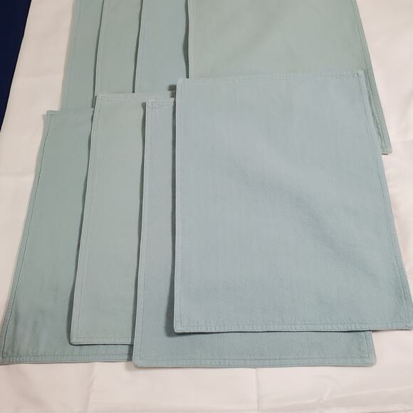 Placemats Set of 8 Reversible Light Blue Teal Gray Twill Soft Brushed Soft 18x13 - Picture 3 of 11